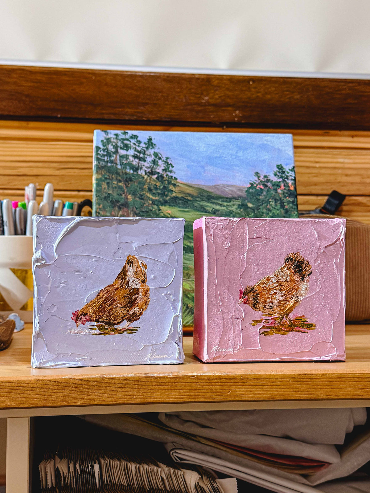 "Tiny Chook 01" Mini Original Painting